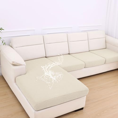 Waterproof Couch Cushion Covers for Pets (Light Beige / 1 Chaise+3 Seater)