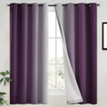 100% Blackout Curtains Ombre Purple Curtains for Bedroom 63 Inch (52"W x 63"L (Pack of 2) / Purple 2 Layers)