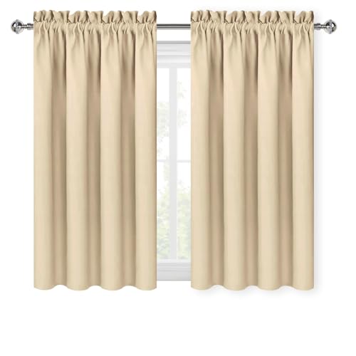 Blackout Curtains for Bedroom Living Room 42 x 45 Inch Long Beige (Beige / 42"W x 45"L (Pack of 2))