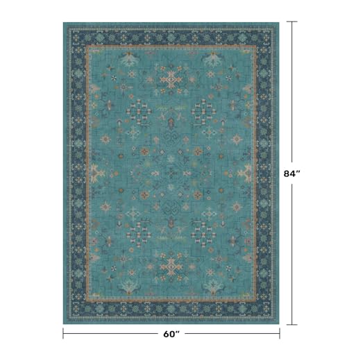 5x7 Teal Rug for Living Room (5' x 7' (Rectangular) / Emerald Teal)