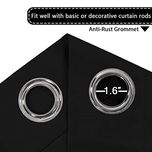 100% Blackout Curtains for Sliding Glass Door Room Divider Curtains Noise Reduce Curtain Panel Portable Window Screen Sliding Partition (120"W x 96"L (Pack of 1) / Jet Black)