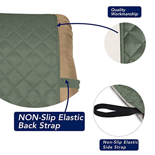 Reversible Quilted Recliner Sofa Cover (Small Recliner / Greyish Green/Beige)