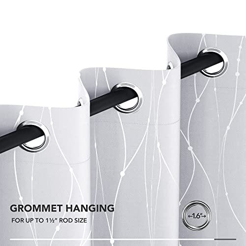 Living Room Curtains 45 Inches Long (Greyish White/Wave Dots / 52"W x 45"L (Pack of 2))