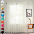 Solid Sheer Rod Pocket Curtain Voile Draperies 2 Panels White Beige Black Grey Coffee 52 Inch Width 84 Inch Long 1 Pair for Kitchen Bedroom Children Living Room Yard (Ivory / 52"W x 84"L (Pack of 2))