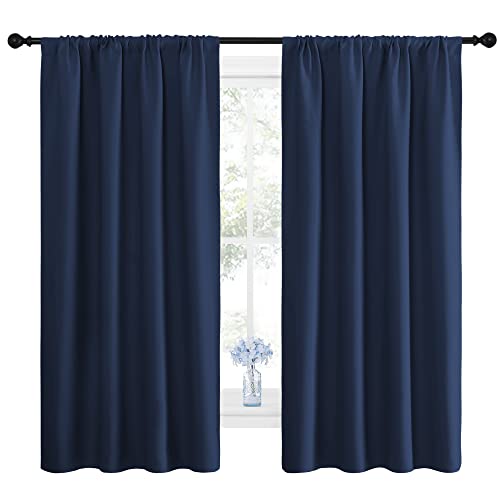 Navy Blackout Curtains for Bedroom 42" Wide x 63" Long 2 Panels (Navy / 42"W x 63"L (Pack of 2))