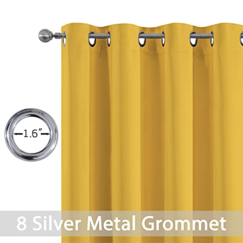 Room Darkening Curtains 52x45 inch Long Mustard Yellow (Mustard Yellow / 52"W x 45"L (Pack of 2))