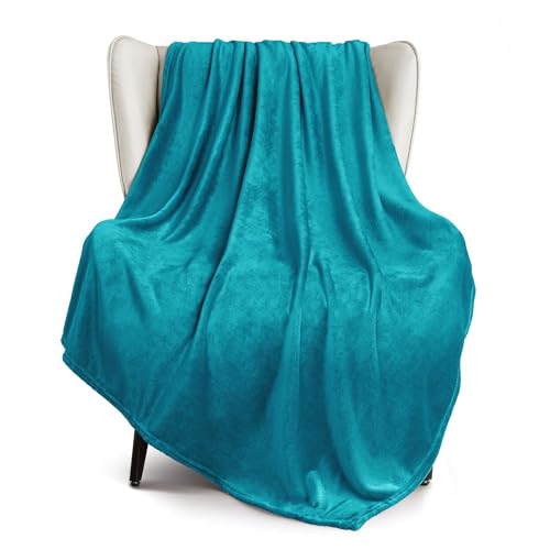 Soft Fleece Throw Blanket for Couch (Teal / Throw (50" x 60"))