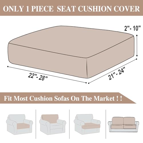 Couch Cushion Cover Seat Cushion Cover Stretch Armchair Cover Separate Sectional Sofa Slipcovers Furniture Protector (Khaki / 1PC Seat Cover or Backrest)