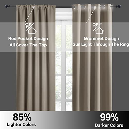 Small Window Curtains 45 inches Length for Kitchen Cafe Bathroom (Sand / 42"W x 45"L (Pack of 2))