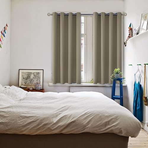 Short Curtains for Small Window 45 Inch Long (Cocoa / 52"W x 45"L (Pack of 2))
