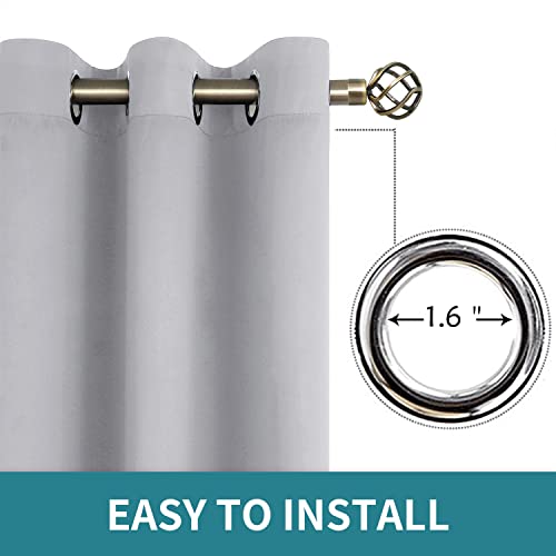 Room Darkening Curtains 45 Inches Long (Light Grey / 52"W x 45"L (Pack of 2))