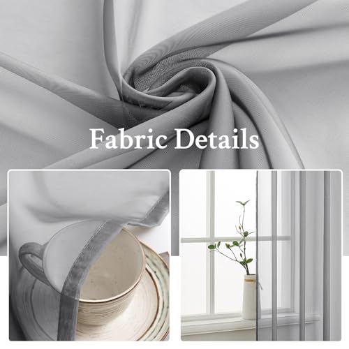 Charcoal Grey Sheer Curtains 84 Inches Long 2 Panels (Charcoal Grey / 54"W x 84"L (Pack of 2))