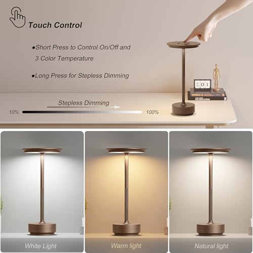 1 Pack Rechargeable Table Lamps Cordless (Brown-1)