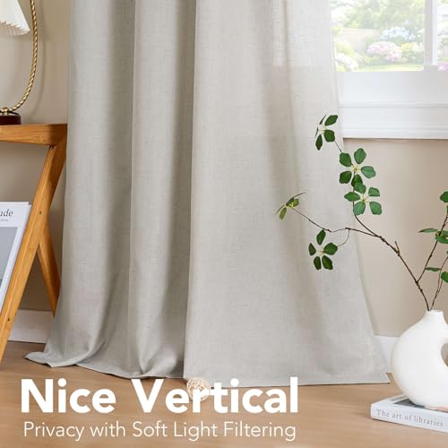 Living Room Linen Curtains (52"W x 54"L (Pack of 2) / Pale Oak)