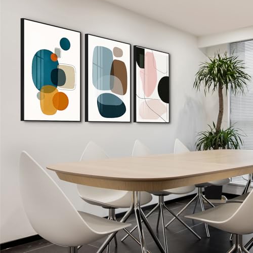 3 Pcs Modern Abstract Canvas Wall art (ColorBlock-02 / 24X36IN)