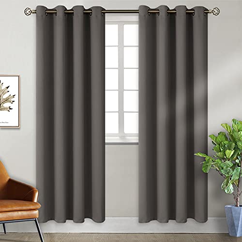 Grey Blackout Curtains for Living Room 96 Inch Long (Grey / 55"W x 96"L (Pack of 2))