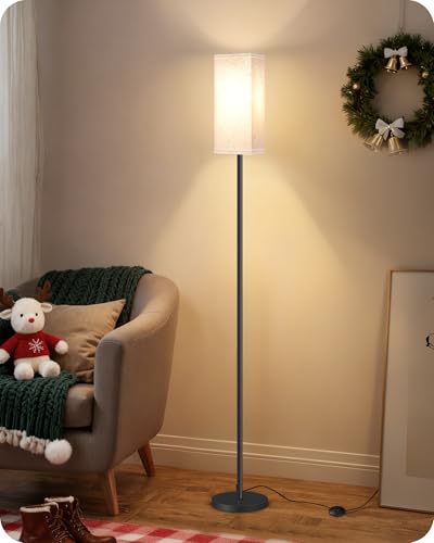 Set of 2 Floor Lamps for Living Room (2Pack Beige + Black)
