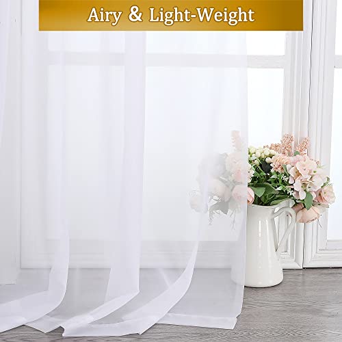 White Sheer Curtains for Living Room 45 inch Length 2 Panels Set (40"W x 45"L (Pack of 2) / White)