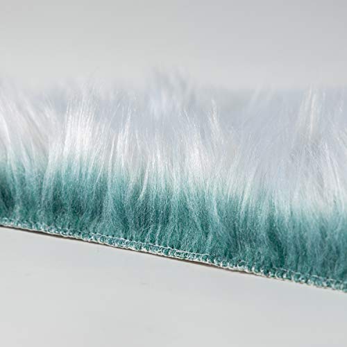 Ashler Faux Fur Rug (7' x 5' (Rectangular) / R-frosted Bottom Turquoise)