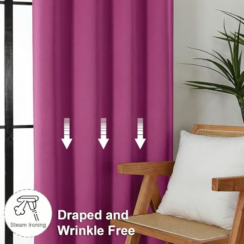 Ava Hot Pink Blackout Curtains for Bedroom 63 Inch Length 2 Panels Set (Hot Pink / 40"W x 63"L (Pack of 2))