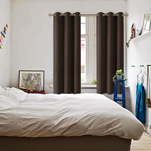 Blackout Curtains for Living Room (Brown / 42"W x 72"L (Pack of 2))