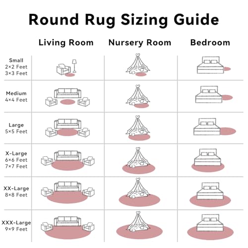 Pale Pink Round Rugs for Bedroom (6 Ft Round / Pale Pink)