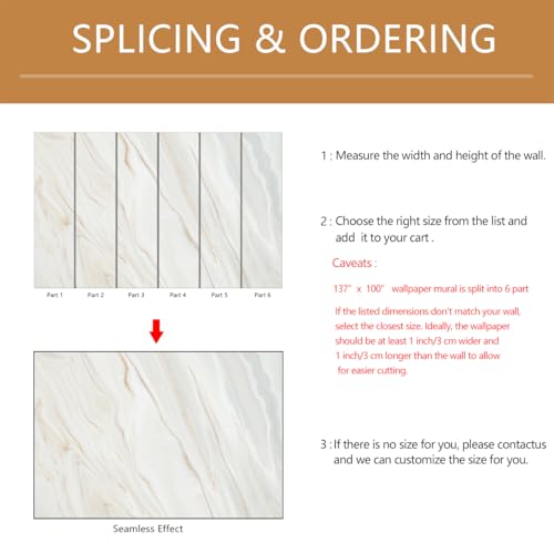 Brown and White Marble Wallpaper Mural Peel and Stick 137"x100" (ZZ-018 / 137" x 100")