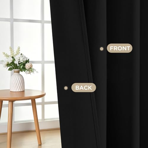 Blackout Curtains for Bedroom (Black / 52"W x 84"L (Pack of 2))
