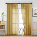 Gold Sheer Curtains 90 Inches Long 2 Panels (42"W x 90"L (Pack of 2) / Gold)