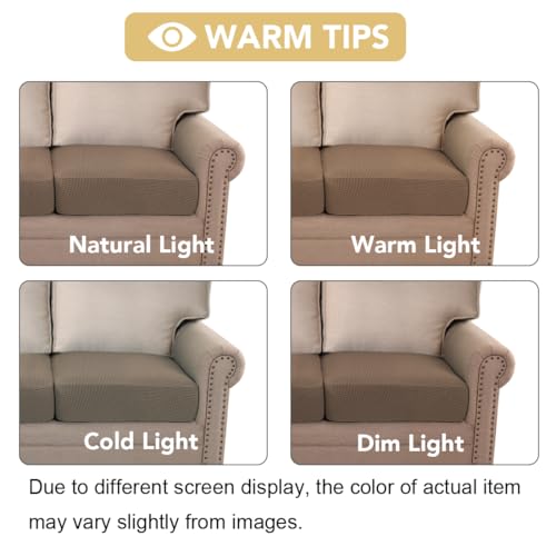 Super Stretch Individual Seat Cushion Covers Sofa Covers Couch Covers Slipcover Sets Thick Jacquard Textured Twill Fabric (Macchiato / 3 Cushion XL Sofa)