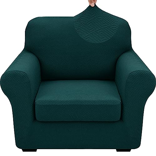 2 Piece Stretch Armchair Sofa Cover (31"-46"(1 Cushion) / Blackish Green)