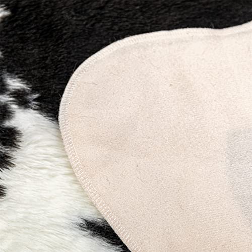 Faux Cowhide Rug Cow Print Area Rug Premium Faux Animal Skin Hide Rugs Tricolor Decor Carpet Non (Brown Cow Print - 43.3x33.4inch)