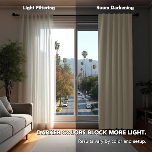 Blackout Curtains for Bedroom 108 Inches Long (Light Beige / 70"W x 108"L (Pack of 2))