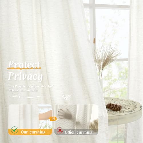 Natural Linen 63 Inch Length Curtains for Living Room (Natural-1 / 52"W x 63"L (Pack of 2))