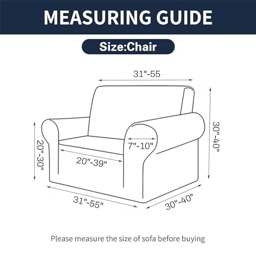 2026 New Stretch Chair Sofa Slipcovers Couch Cover for 1 Seater Furniture Protector Sofa Covers with Elastic Bottom Jacquard Fabric Small Checks for Pets (Silver / Chair)