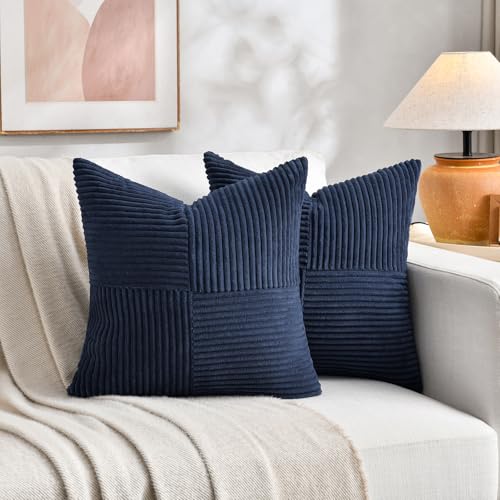 2 Packs Navy Blue Decorative Throw Pillow Covers 20x20 Inch for Living Room Couch Bed Sofa (Navy Blue / 20" x 20" (Pack of 2))