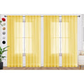 Yellow Sheer Curtains 4 Panels Rod Pocket Semi (Yellow / 52"W x 45"L (Pack of 4))