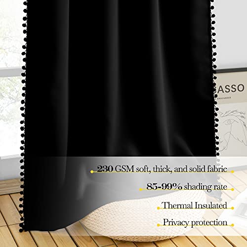 2 Panels Blackout Curtains (Jet Black / 42"W x 63"L (Pack of 2))
