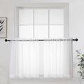 White Short Sheer Curtains 24 Inches Long 2 Panels Set for Kitchen Window (White / 42"W x 24"L (Pack of 2))