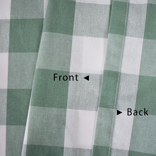 Green and White Short Curtains For Windows Treatment Buffalo Check Plaid Valances Gingham 2 Pack Tiers Rod Pocket Decor Small Curtains Over Sink For Kitchen (34"W x 10"L (Pack of 2) / Green and White)