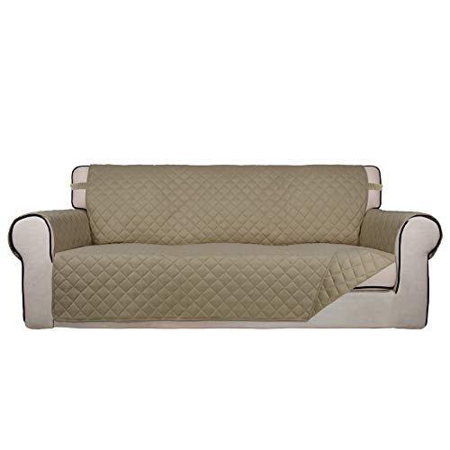 Reversible Quilted Couch Covers for Dogs Oversized Sofa Cover 78” (X-Large / Beige/Beige)