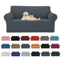 2026 New Stretch Loveseat Sofa Slipcovers Couch Cover for 2 Cushion Furniture Protector Sofa Covers with Elastic Bottom Jacquard Fabric Small Checks for Pets (Grey / Loveseat)