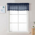 Sheer Window Valance Curtains (Navy Blue / 42"W x 14"L (Pack of 2))