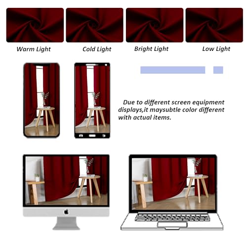 Ava Red Blackout Curtains for Bedroom 72 Inch Length 2 Panels Set (Red / 40"W x 72"L (Pack of 2))
