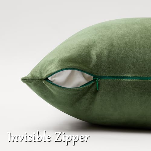 Olive Green Velvet Throw Pillow Covers 18x18 Pack of 2 (Olive Green / 18" x 18" (Pack of 2))