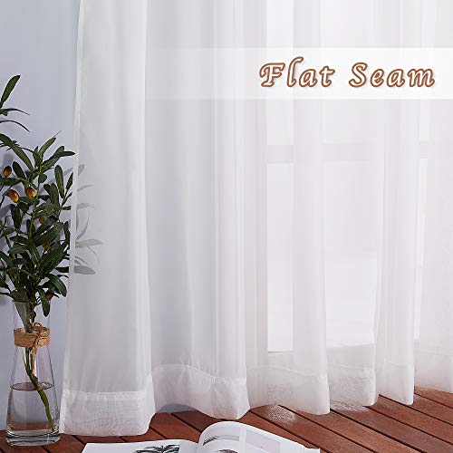 Sheer Curtains for Bedroom Windows 63 inch Length (Ivory / 70"W x 63"L (Pack of 2))
