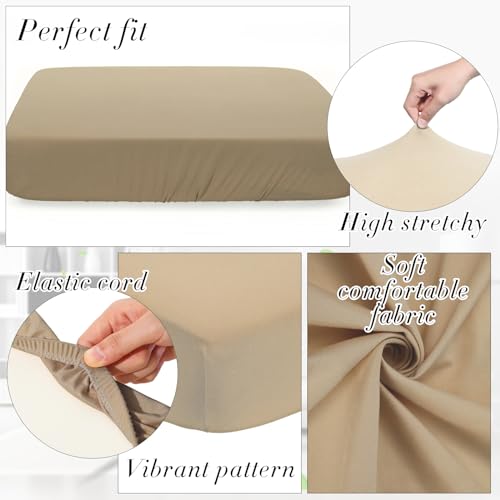 8 Pcs Patio Outdoor Cushion Covers (Khaki Yellow / Modern)