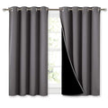 100% Blackout Curtains with Black Liners (Grey / 52"W x 45"L (Pack of 2))