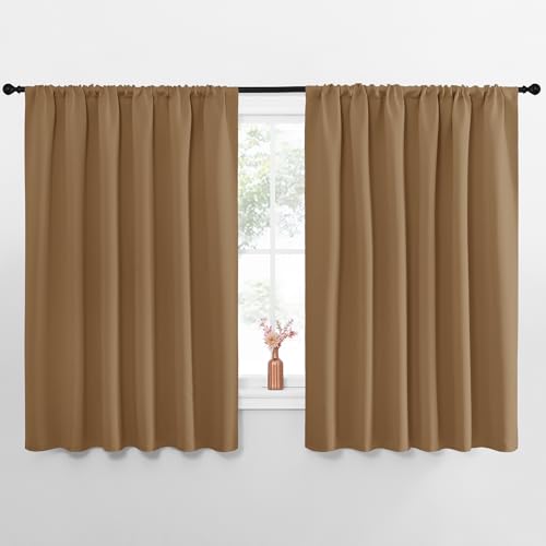 Blackout Curtains for Bedroom (Gold Brown / 62"W x 63"L (Pack of 2))