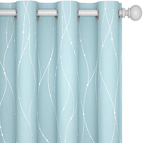 Living Room Curtains 63 Inches Long (Light Blue/Wave Dots / 52"W x 63"L (Pack of 2))